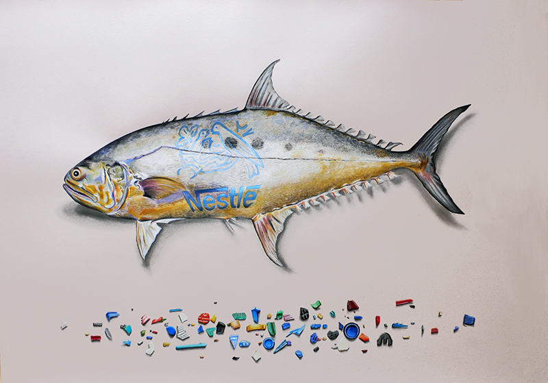 Panta Rhei Nestlé, mars 2020
Fragments de plastique récoltés à La Turballe (Bretagne sud, France) 
©1011
