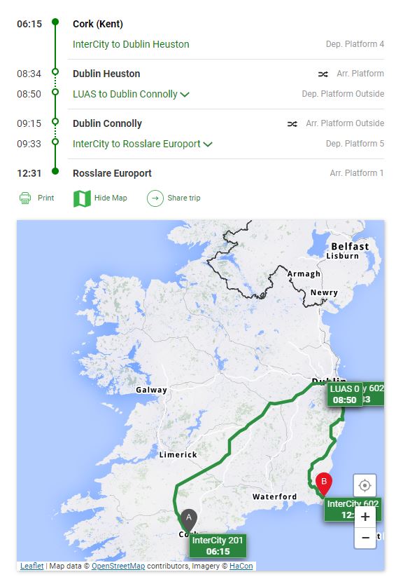 Cork Rosslare en transport public en 2022